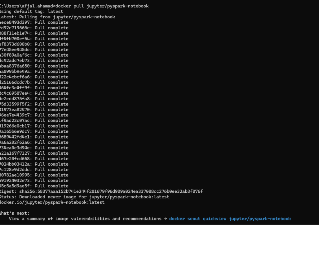 docker pull jupyter/pyspark-notebook