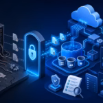 Technical illustration showing legacy SFTP moving to AWS Transfer Family and S3 data pipelines