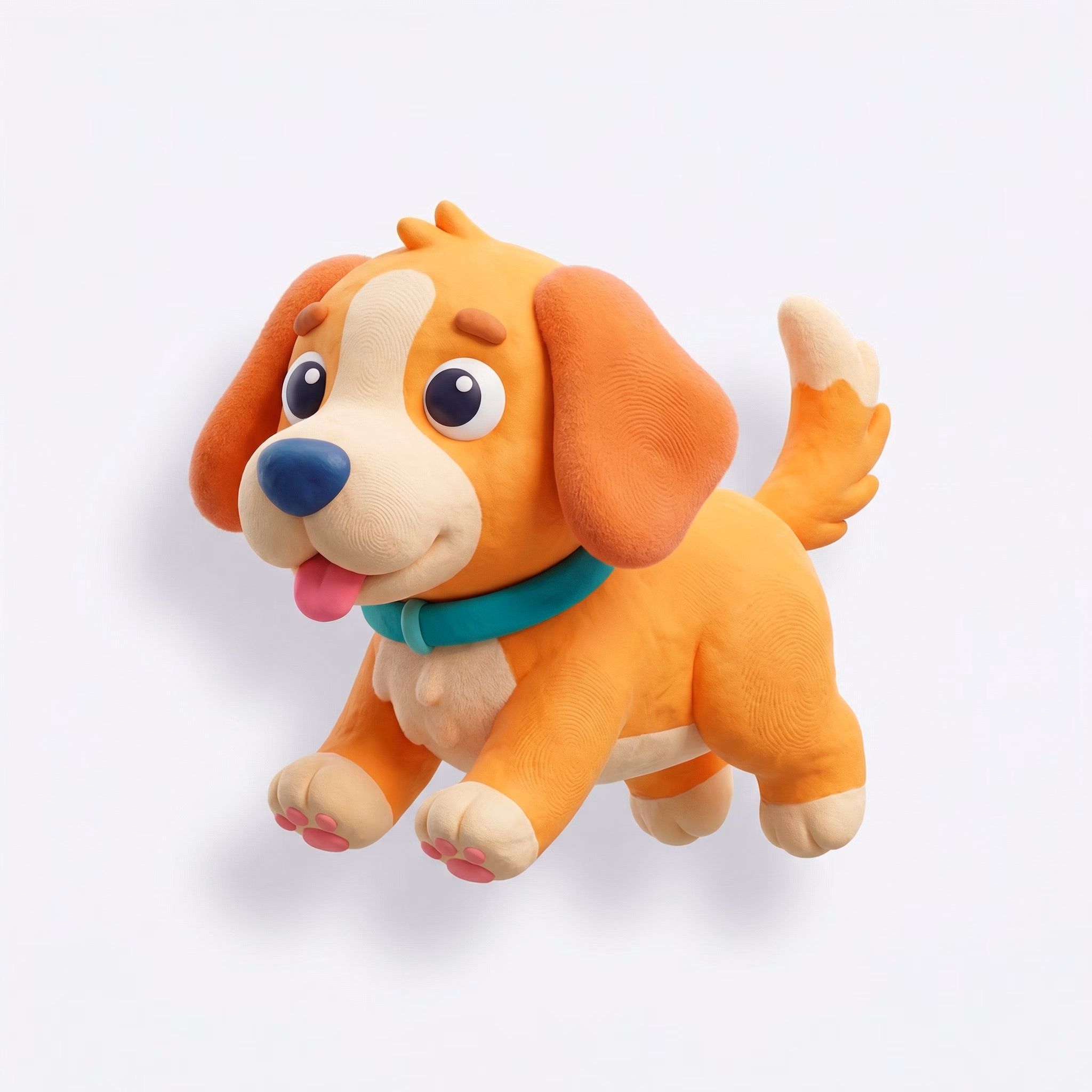 Colorful tactile 3D dog icon on a white background generated by Nano Banana Pro with no text