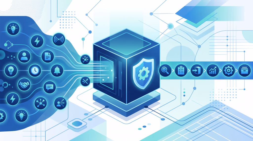Abstract illustration of OpenClaw event hooks flowing through a self-hosted gateway