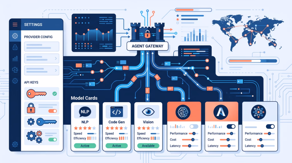 Abstract model provider routing dashboard for OpenClaw agent configuration