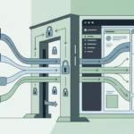 Abstract illustration of Slack-style chat lanes routed through a locked OpenClaw gateway into an AI agent dashboard